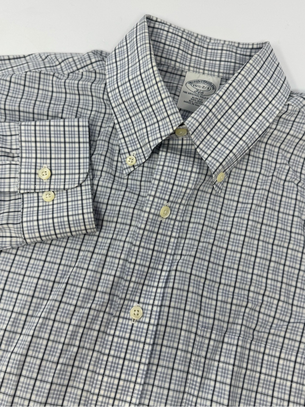 Brooks Brothers 346 Men’s Slim Fit Light Blue Plaid Dress Shirt 15 1/2 - 2/3  J7
